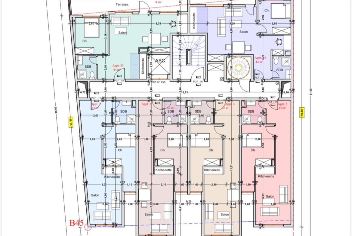 T2 centre ville BAB DOUKKALA sur plan