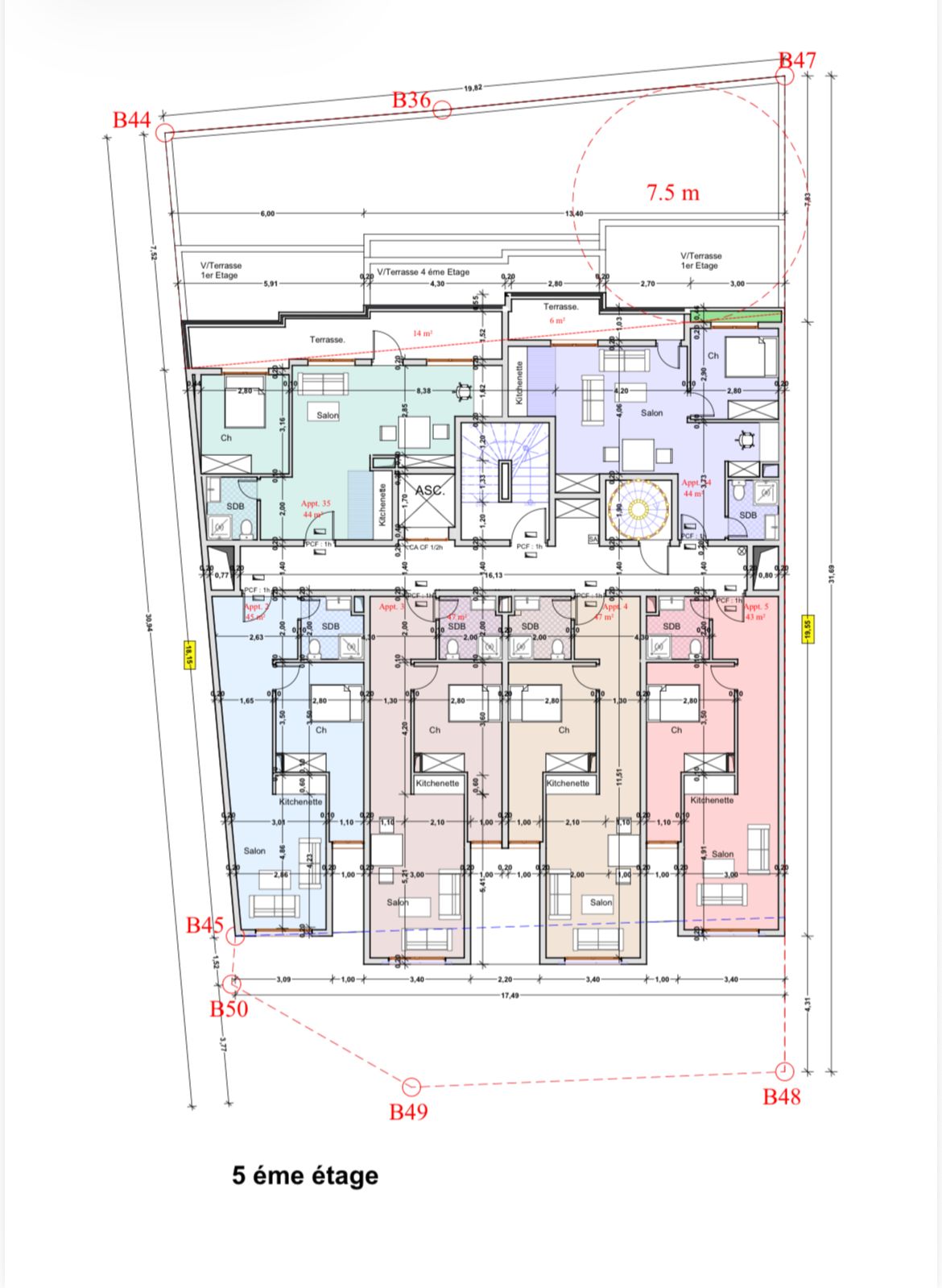 T2 centre ville BAB DOUKKALA sur plan