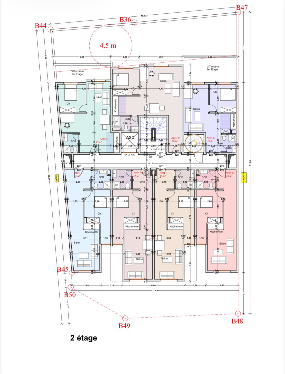 T2 centre ville BAB DOUKKALA sur plan