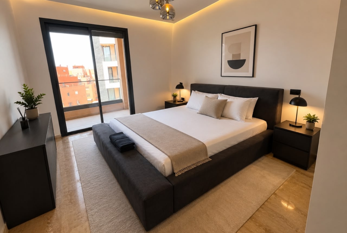🌴🏡 LOCATION LONGUE DURÉE – APPARTEMENT HAUT STANDING À GUÉLIZ