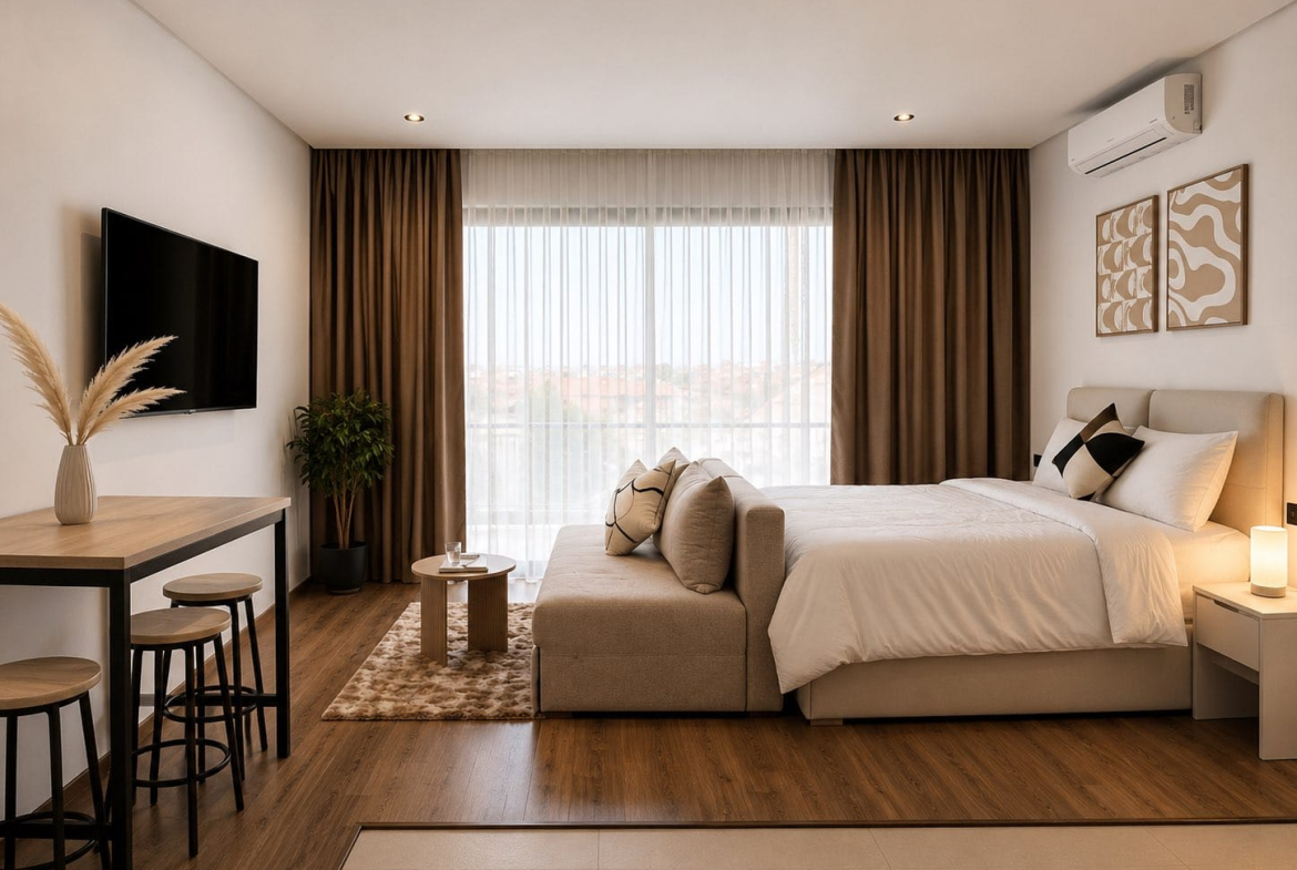 STUDIO MEUBLÉ NEUF AVEC PISCINE | ROUTE DE CASABLANCA – MARRAKECH / À LOUER