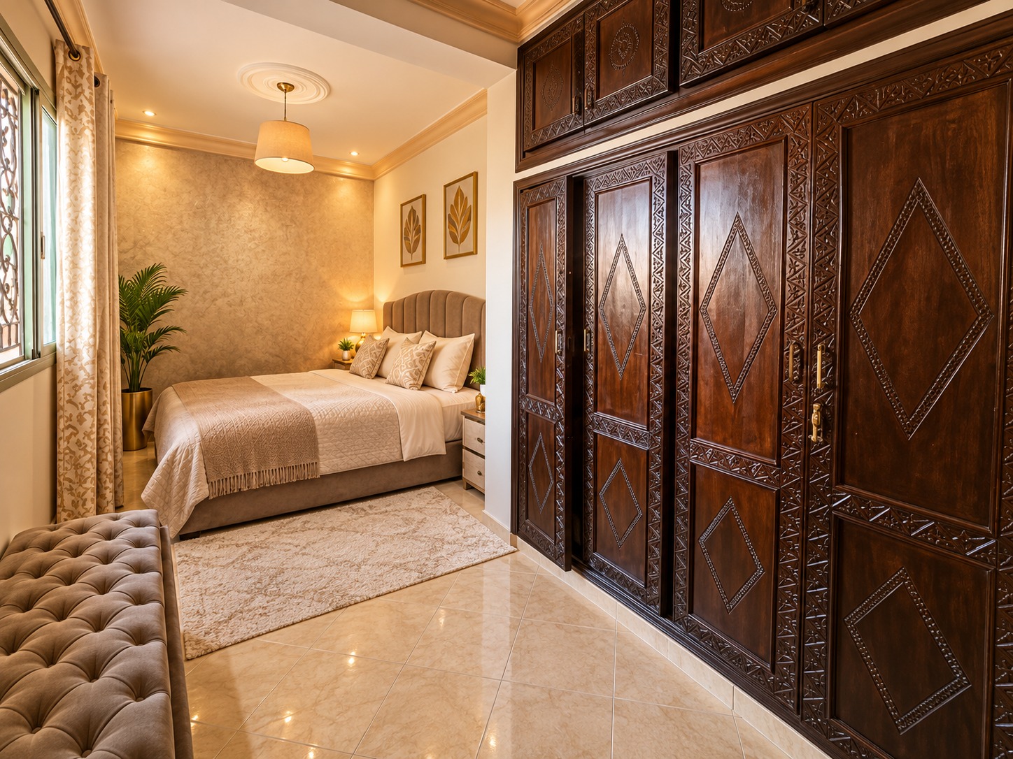 Chambre marocaine chaleureuse et élégante (1) BEL APPARTEMENT 4 CHAMBRES À MABROUKA -À VENDRE