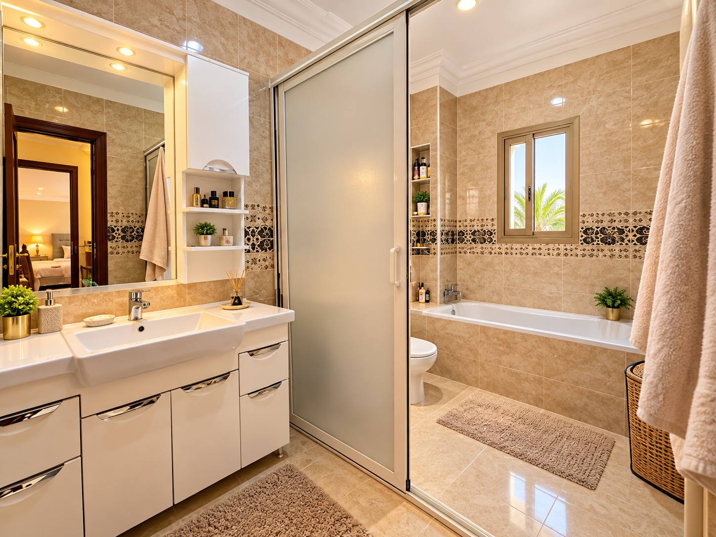 Salle de bain moderne et luxueuse (1) BEL APPARTEMENT 4 CHAMBRES À MABROUKA -À VENDRE