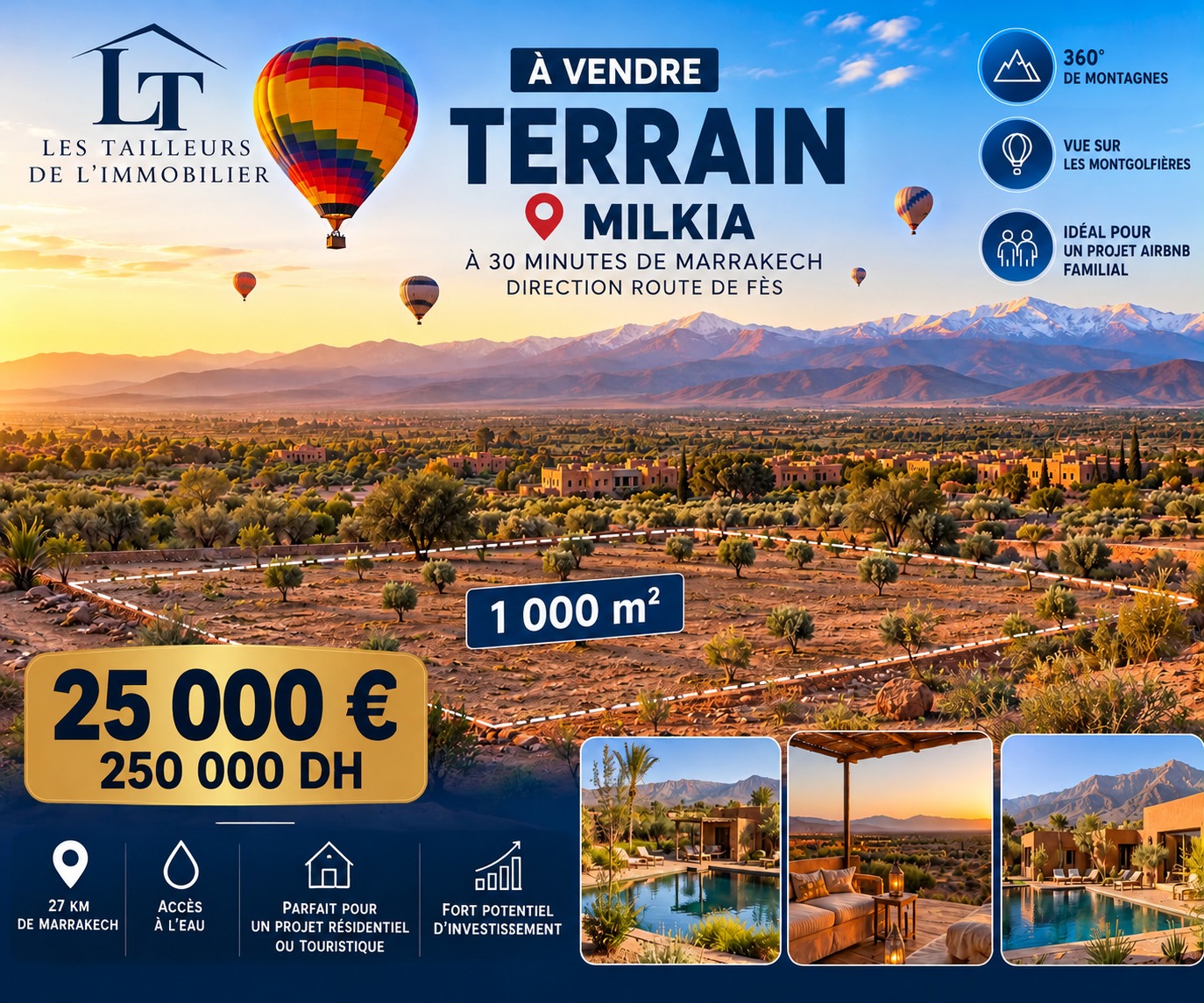 Terrain à vendre à Milkia, vue Atlas (1) (1) TERRAIN MELKIA À VENDRE / 27 KM DE MARRAKECH