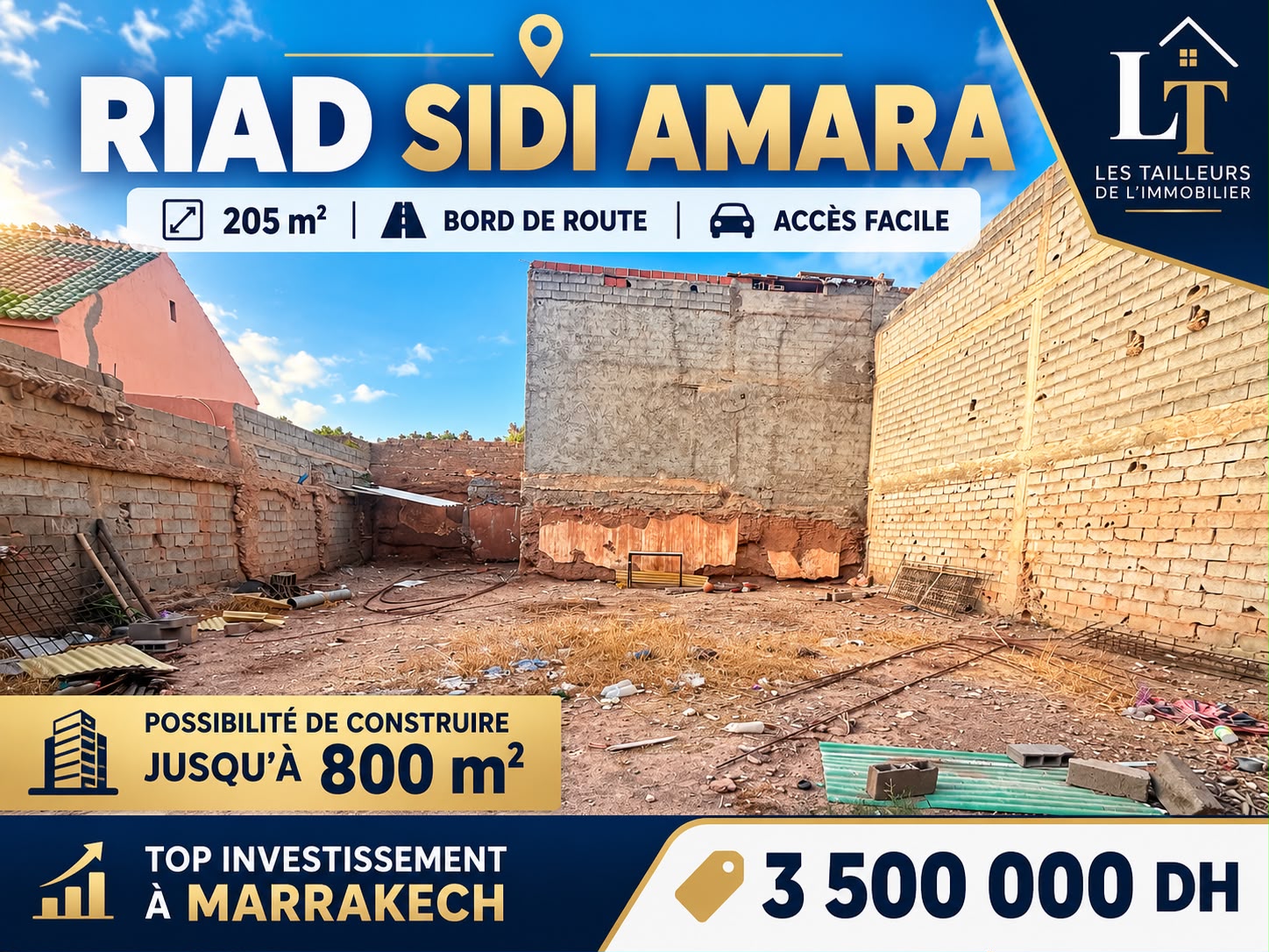 TERRAIN À VENDRE – SIDI AMARA | 205 M² | 3 500 000 DH